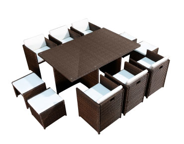 Sophia Salon De Jardin Encastrable 10 Places Resine Tressee