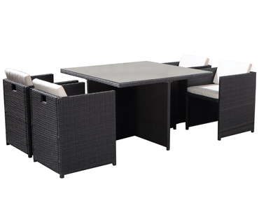 Salon de jardin encastrable en résine tressée 4 fauteuils coloris gris Salon de jardin encastrable en résine tressée 4 fauteuils coloris gris