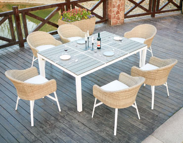 Table à manger + 6 chaises aluminium COPENHAGUE