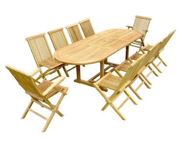 Table + 8 chaises en teck VAIANA