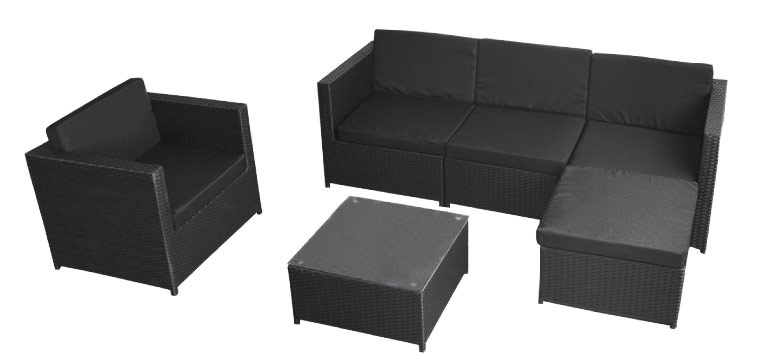 Salon jardin 1 pouf 1 fauteuil 1 table basse visuel 3