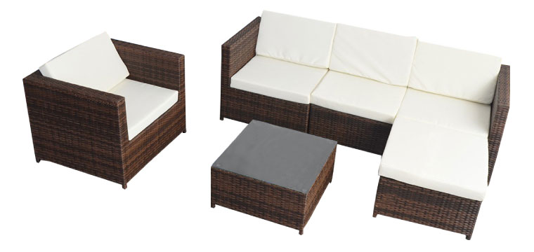 Salon jardin 1 pouf 1 fauteuil 1 table basse visuel 1