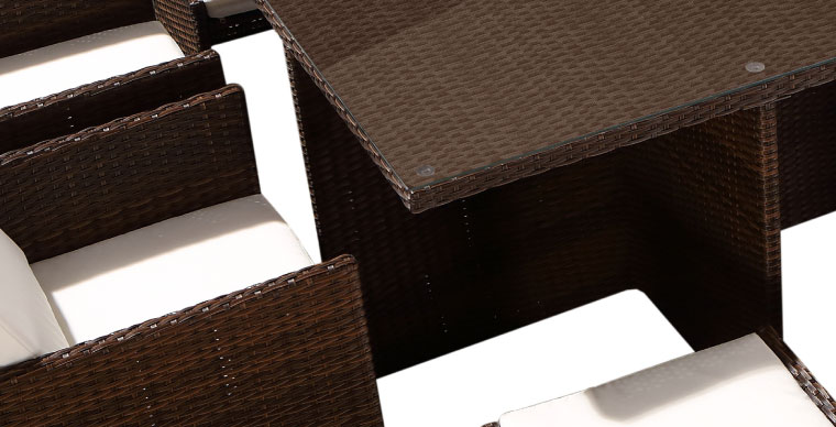 Salon de jardin 4 Fauteuils 4 Poufs marron Salon de jardin 4 Fauteuils 4 Poufs marron