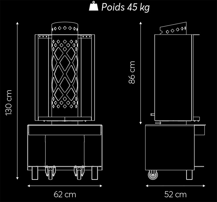 Brasero cheminée extérieur FARO dimensions