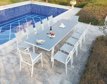 Table à manger + 12 chaises aluminium PANAMA
